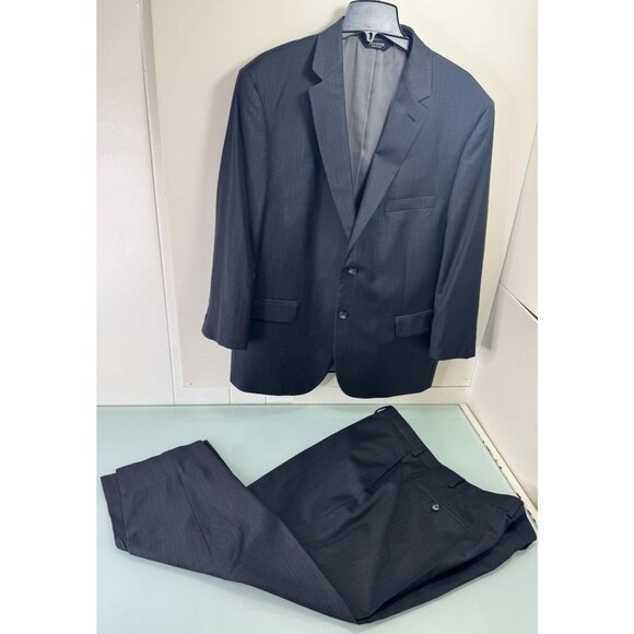 Jos A Bank Traveler Suit Mens 48R Blazer 43X25 Pants Charcoal Gray 100% Wool